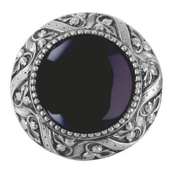 Inviting Home Inc. - Victorian Knob, Antique-Style Pewter With Onyx - Cabinet And Drawer Knobs