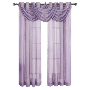 Abri Single Grommet Crushed Sheer Curtain, Lavender, 50"x96"
