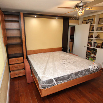 Mission King Sofa Murphy Bed Wall Bed with 3 Shaker Panels, Side Cabinet
