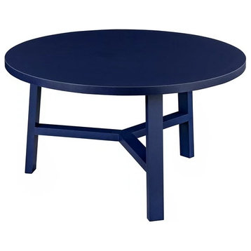 Transitional Coffee Table Set, 3 Legs With Y-Shaped Support & Round Top, Blue