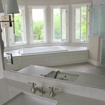 Bathroom, Tub-Surround and Shower Bench- Engineered Quartz (Bianco Marina)