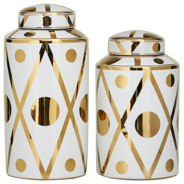 Modern White Ceramic Decorative Jars Set 562475