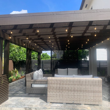 Custom Pergola with lighting and trellises