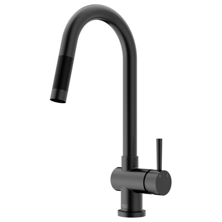 VIGO Gramercy 17" H Single Handle Pull-Down Sprayer Kitchen Faucet, Matte Black, No Sensor, Without Extras
