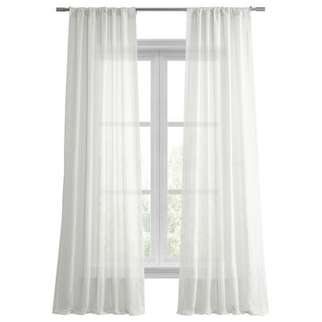 Aruba White Striped Linen Sheer Curtain Single Panel, 50"x108"