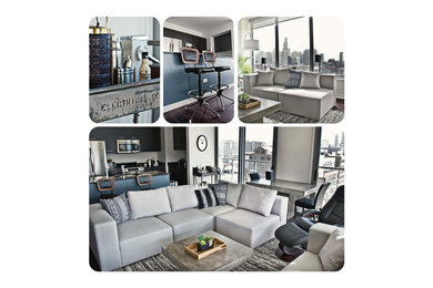 Minimalist living room photo in Chicago
