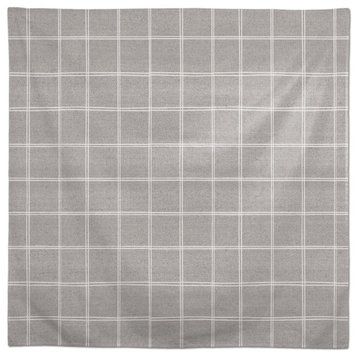Linen With Plaid Gray 2 58x58 Tablecloth