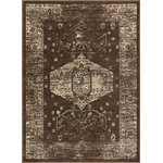 Well Woven - Well Woven Serenity Lila Vintage Medallion Brown Area Rug 7'10" x 9'10" - The Serenity Collection is an exciting array of trendy geometric patterns and distressed-effect traditional designs, woven in a combination of cool, neutral tones with pops of vibrant color. The extra dense, 0.35" frieze yarn pile is low enough to fit under doors but maintains an exceptionally soft, plush feel. The yarn is stain resistant and doesn't shed or fade over time. Durable and easy to clean, these are perfect for long use in high traffic areas.