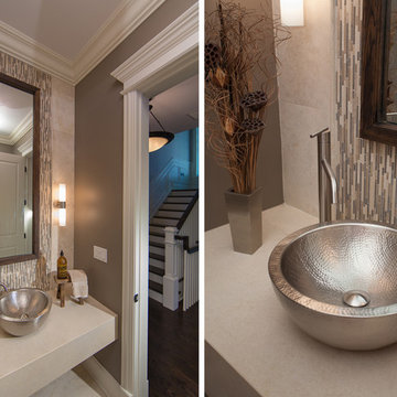 Modern Contemporary Powder Room With Vessel Sink