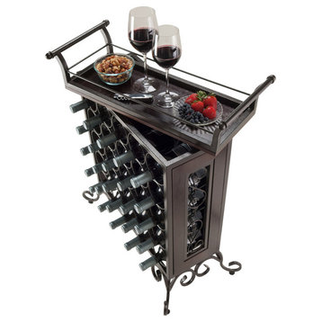 Winsome Wood Silvano Wine Rack 5X5 With Removable Tray, Dark Bronze