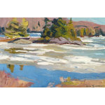 Giant Art - "Little Running River" Museum Mounted Canvas Print, 14"x11" - Your ready to hang artwork is printed on canvas then stretched and finished with an elegant 2-inch deep - black edge all around for a clean contemporary look.