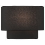Livex Lighting - Bainbridge 1-Light Black ADA Sconce - The Bainbridge collection is both modern and versatile. The hand-crafted black fabric hardback shade is set off by the silky white fabric on the inside setting a pleasant mood. Perfect fit for the hallway, bathroom, kitchen and a small bedroom. This sleek design is shown in a black finish.