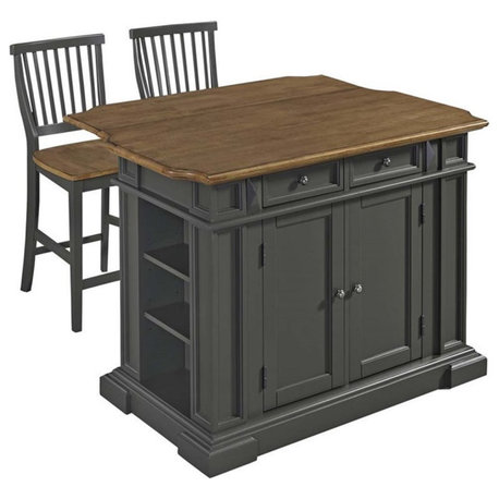 Homestyles Americana Wood Kitchen Island Set in Gray