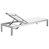 Pemberly Row Modern Aluminum Patio Chaise Lounge Set in Silver/White (Set of 6)
