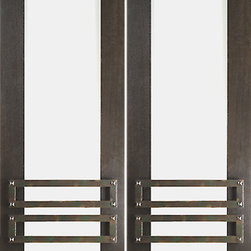 2-1/4" Thick Mahogany Double Doors Low-E Glass Iron Work - Front Doors
