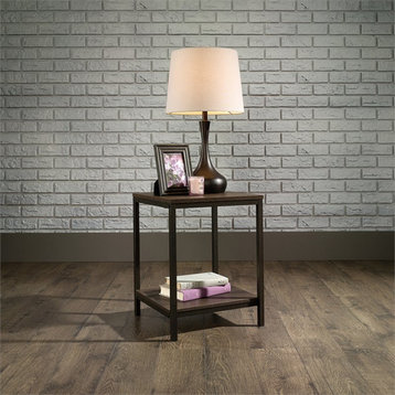 Sauder North Avenue Modern Metal End Table in Smoked Oak