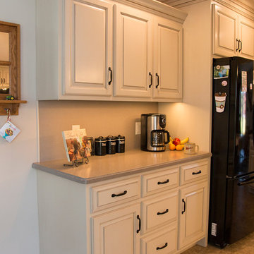 white paint with glaze kitchen
