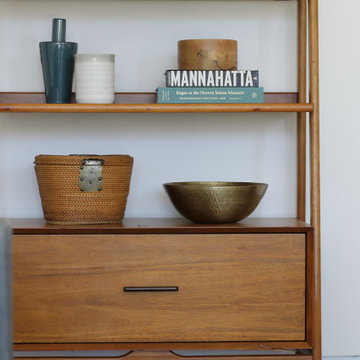 Mid Century Bookcase from West Elm in ADU Office