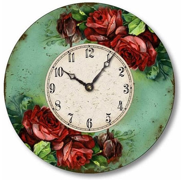 Vintage-Style Victorian-Style Red Roses Clock