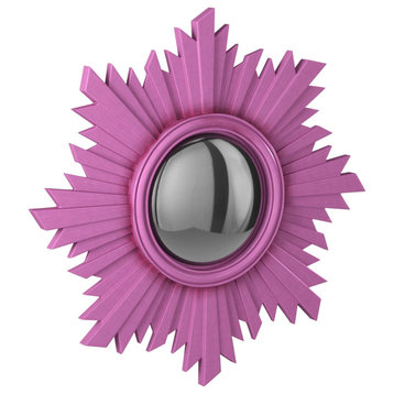 Euphoria Sunburst Mirror Custom Painted, Ornate, 21", Glossy Hot Pink