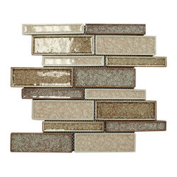 Cream Caramel Glossy Crackle Crystal Mosaic Tiles Z Pattern - Home Accessories & Decor