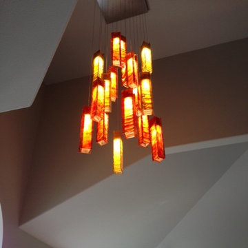 CUSTOM ART GLASS FOYER CHANDELIER