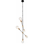 HomeRoots Furniture - HomeRoots Black and Brass Baton Pendant Light - Introduce a warm, stylish and unique glow into your living space with this magnificent Black and Brass Baton Pendant Light. 5 Bulbs are attached to batons and make this hanging light a most unique and high design piece. 42" x 27" x 5". Bulbs required: yes, bulbs replaceable: yes, bulb type required: E-26, bulb count: 1, and bulb wattage: 40