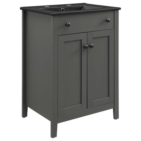 Nantucket 24" Bathroom Vanity, Gray/Black