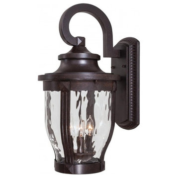 3-Light Wall Mount, Corona Bronze With Clear Glass