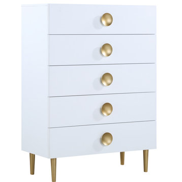 Zayne Wood/Metal Contemporary Chest, Rich White Finish