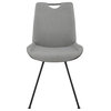 Set of 2 Dining Chair, Sleek Metal Legs & Bucket Seat With Fabric Upholstery