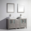 Vanity Art Vanity Set With Vessel Sink, Gray, 60", Standard Mirror