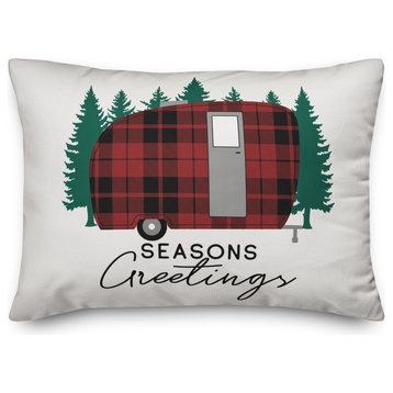 Seasons Greetings Camper 14"x20" Throw Pillow