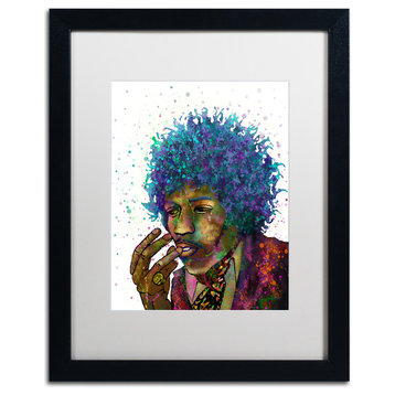 Marlene Watson 'Jimi Hendrix' Framed Art, Black Frame, 16"x20", White Matte