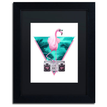 Robert Farkas 'Miami Flamingo' Art, Black Frame, Black Mat, 14x11