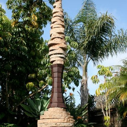 Yard Art cement and metal "Totem" - Garden Statues And Yard Art