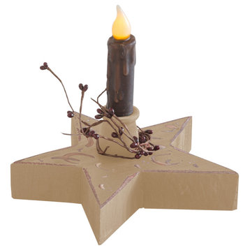 Farmhouse Chunky Star with Flameless Candle, Country Tan