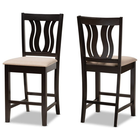 Bowery Hill Brown Finished Wood 2-Piece Counter Stool Set