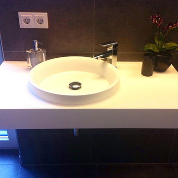 WT-03 Stone Resin Circular Wall Mounted Sink