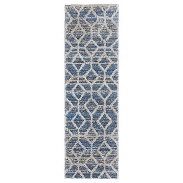 Weave & Wander Caide Contemporary Rug, Blue, 2'6"x8'