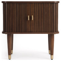 Studio London Murray Mid-Century Nightstand with Storage Brass Accents