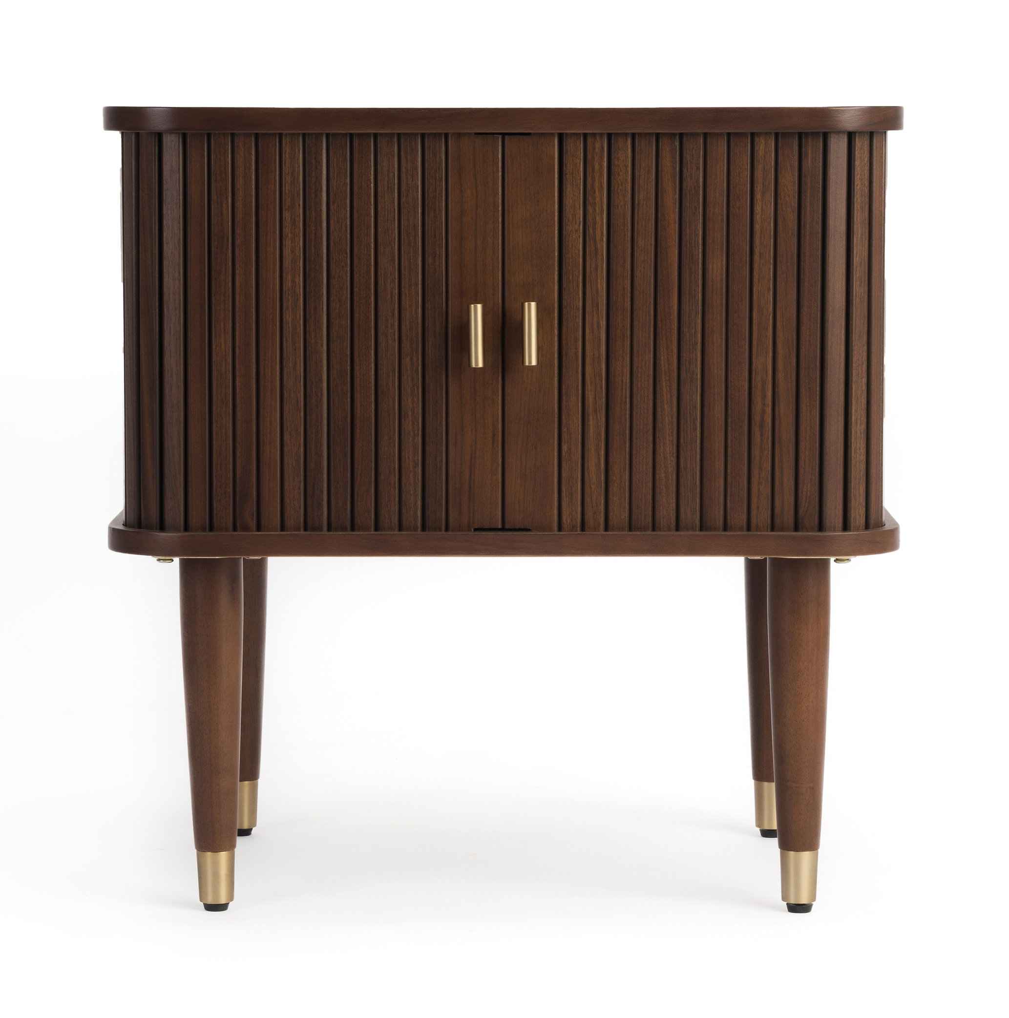 Studio London Murray Mid-Century Nightstand with Storage Brass Accents