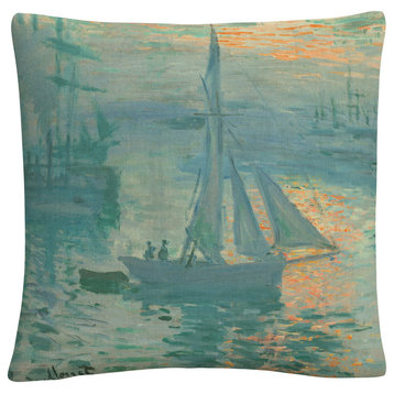 Monet 'Sunrise' 16"x16" Decorative Throw Pillow