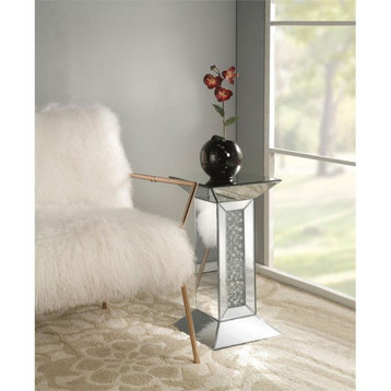 ACME Nysa Pedestal Stand in Mirrored & Faux Crystals