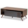 Colwyn Two-Tone Gray and Walnut Wood 1-Drawer Coffee Table