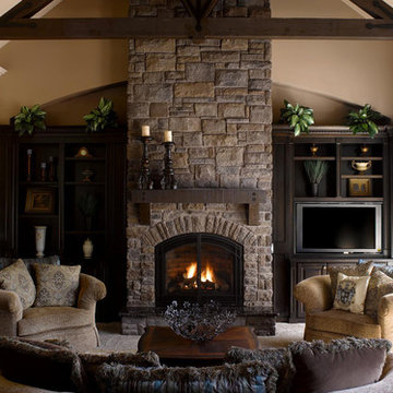Rustic Stone Fireplace