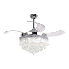 50 Most Por Contemporary Ceiling Fans For 2019 Houzz Flint Garden Inc Modern Led Crystal Ceiling Fans With Foldable Blades Chrome