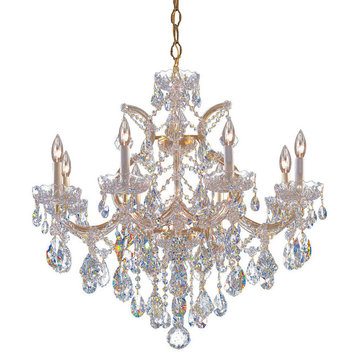 Maria Theresa 9-Light Chandelier, Crystal: Hand-Cut, Base: Gold