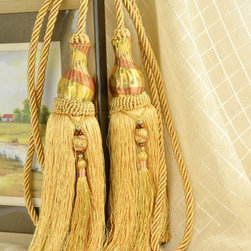 8 Colors QYM28 Polyester Curtain Tassel Tie Backs in Yellow Color - Window Treatment Accessories