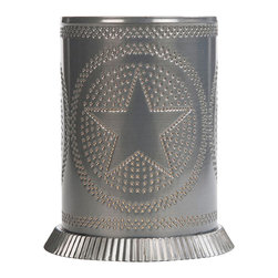 Handmade - Handmade Punched Tin Candle Warmer Accent Light Star Pattern, Country Tin - Candleholders